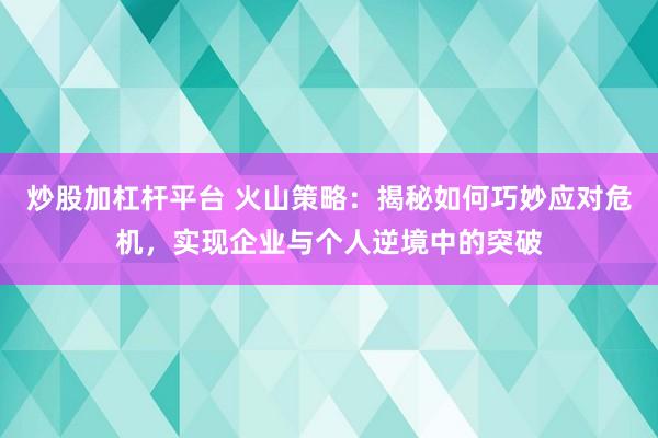 炒股加杠杆平台 火山策略：揭秘如何巧妙应对危机，实现企业与个人逆境中的突破