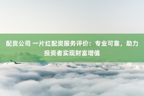 配资公司 一片红配资服务评价：专业可靠，助力投资者实现财富增值