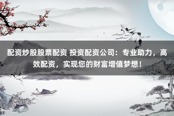 配资炒股股票配资 投资配资公司：专业助力，高效配资，实现您的财富增值梦想！