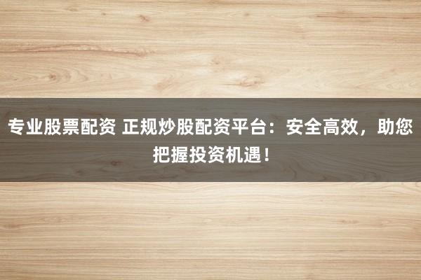 专业股票配资 正规炒股配资平台：安全高效，助您把握投资机遇！