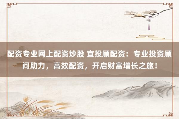 配资专业网上配资炒股 宜投顾配资：专业投资顾问助力，高效配资，开启财富增长之旅！
