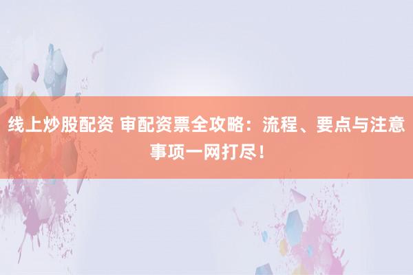 线上炒股配资 审配资票全攻略：流程、要点与注意事项一网打尽！