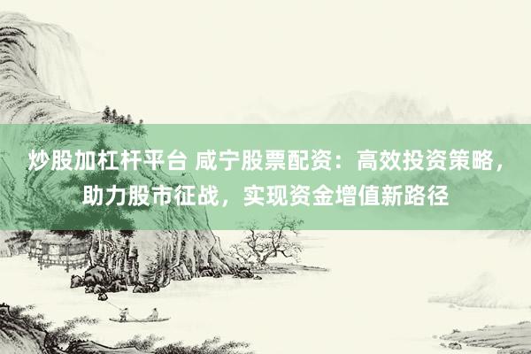 炒股加杠杆平台 咸宁股票配资：高效投资策略，助力股市征战，实现资金增值新路径