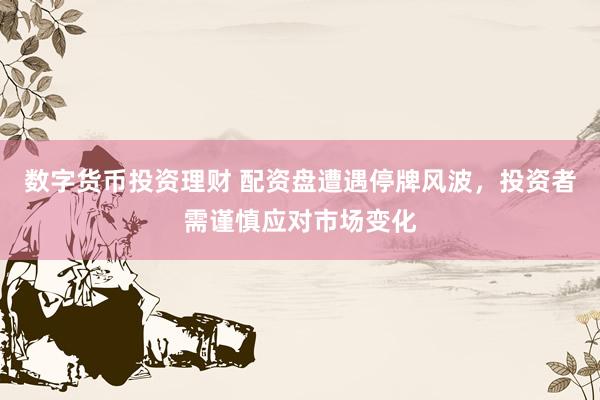数字货币投资理财 配资盘遭遇停牌风波，投资者需谨慎应对市场变化