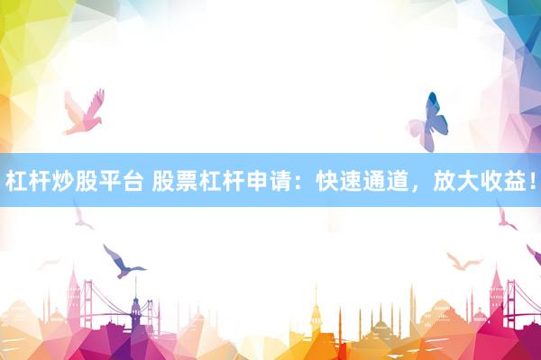 杠杆炒股平台 股票杠杆申请：快速通道，放大收益！