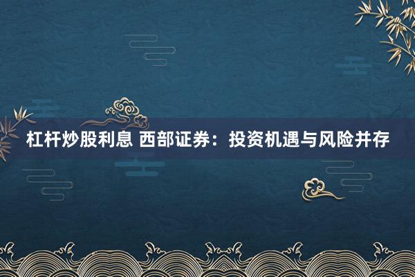 杠杆炒股利息 西部证券：投资机遇与风险并存