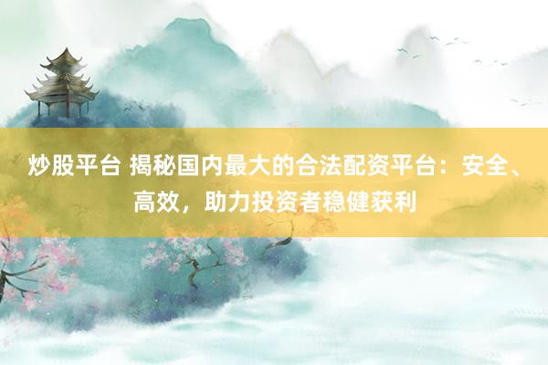 炒股平台 揭秘国内最大的合法配资平台：安全、高效，助力投资者稳健获利