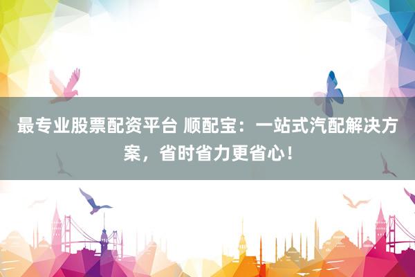 最专业股票配资平台 顺配宝：一站式汽配解决方案，省时省力更省心！