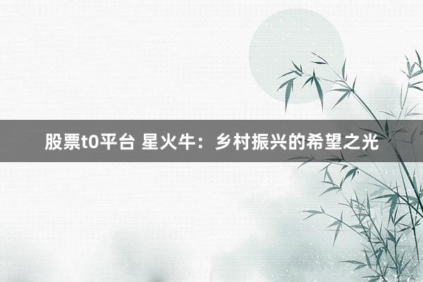 股票t0平台 星火牛：乡村振兴的希望之光