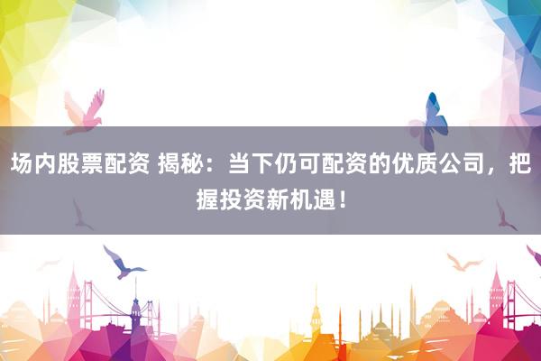 场内股票配资 揭秘：当下仍可配资的优质公司，把握投资新机遇！