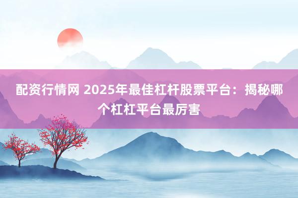 配资行情网 2025年最佳杠杆股票平台：揭秘哪个杠杠平台最厉害