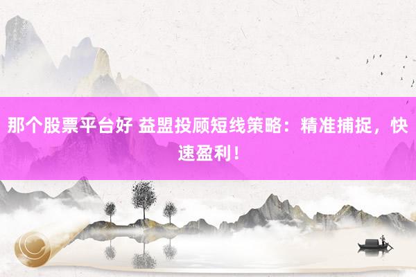 那个股票平台好 益盟投顾短线策略：精准捕捉，快速盈利！