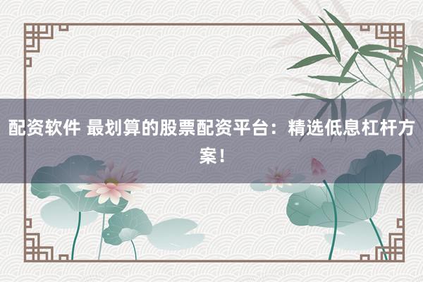 配资软件 最划算的股票配资平台：精选低息杠杆方案！