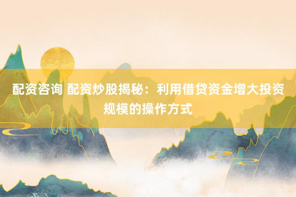 配资咨询 配资炒股揭秘：利用借贷资金增大投资规模的操作方式