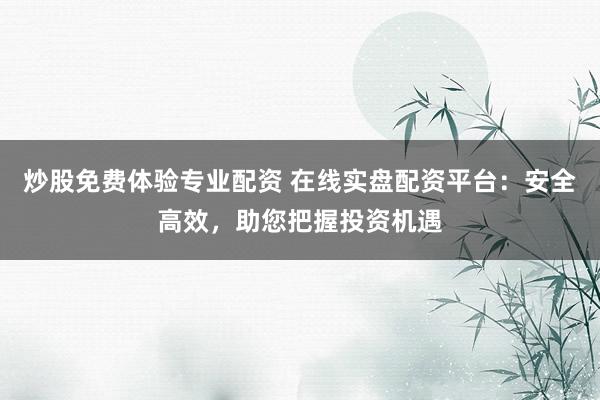 炒股免费体验专业配资 在线实盘配资平台:安全高效,助您把握投资机遇