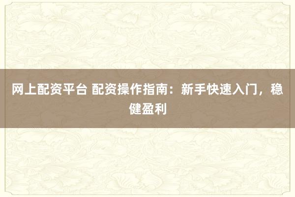 网上配资平台 配资操作指南:新手快速入门,稳健盈利