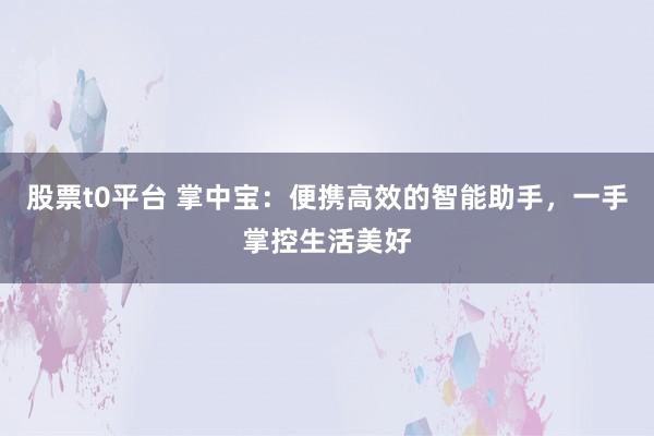 股票t0平台 掌中宝：便携高效的智能助手，一手掌控生活美好
