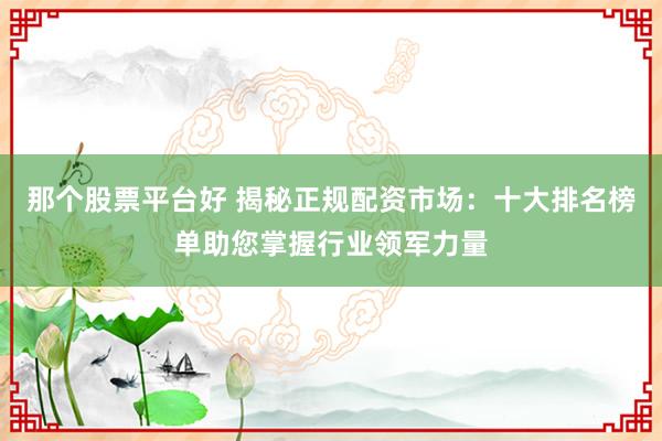 那个股票平台好 揭秘正规配资市场：十大排名榜单助您掌握行业领军力量