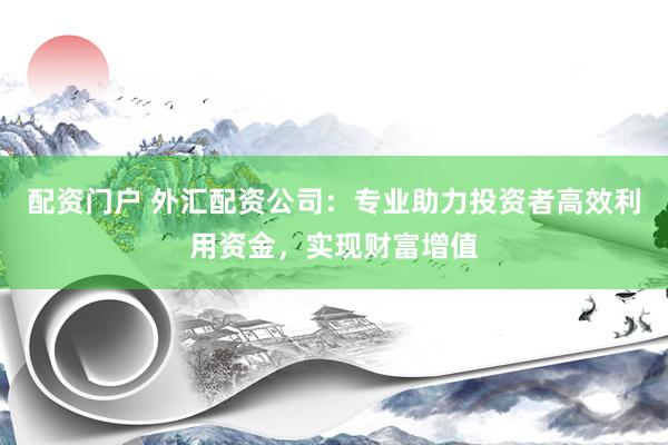 配资门户 外汇配资公司:专业助力投资者高效利用资金,实现财富增值