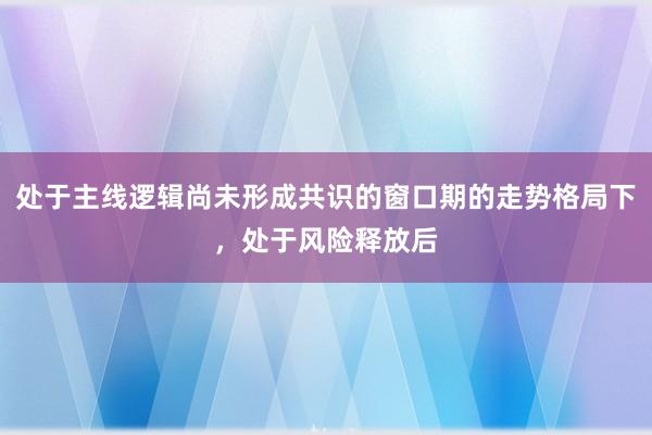处于主线逻辑尚未形成共识的窗口期的走势格局下，处于风险释放后