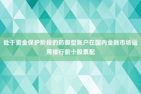 处于资金保护阶段的防御型账户在国内金融市场运用排行前十股票配