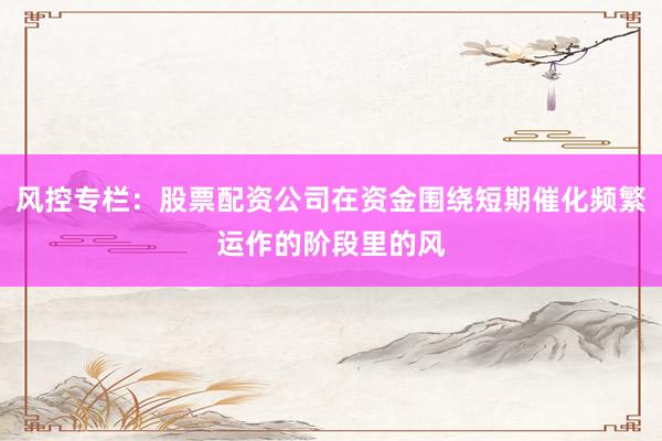 风控专栏:股票配资公司在资金围绕短期催化频繁运作的阶段里的风