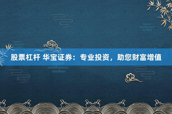 股票杠杆 华宝证券：专业投资，助您财富增值