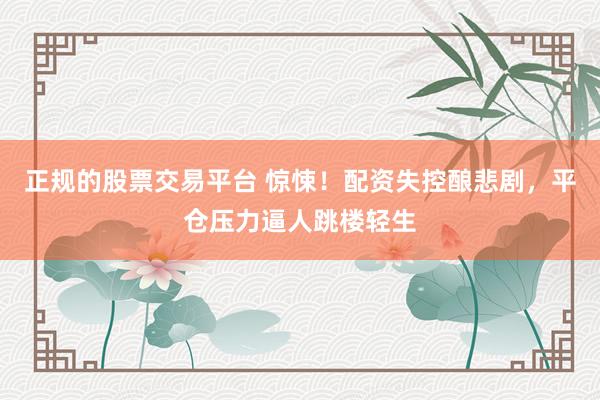 正规的股票交易平台 惊悚！配资失控酿悲剧，平仓压力逼人跳楼轻生