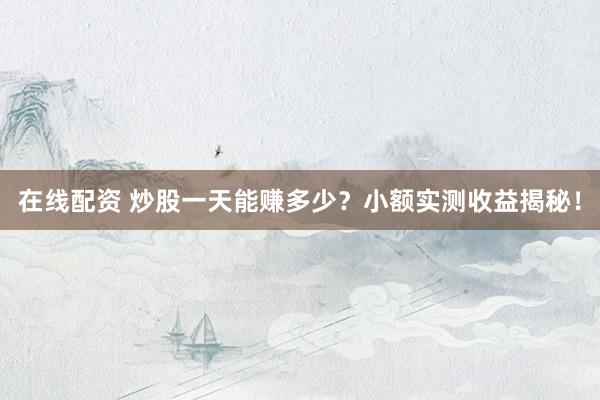 在线配资 炒股一天能赚多少？小额实测收益揭秘！