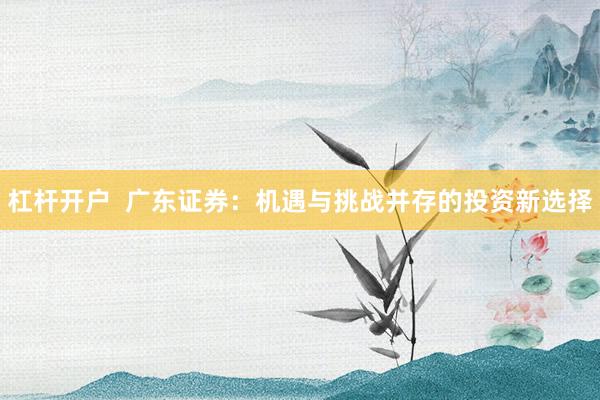 杠杆开户  广东证券：机遇与挑战并存的投资新选择
