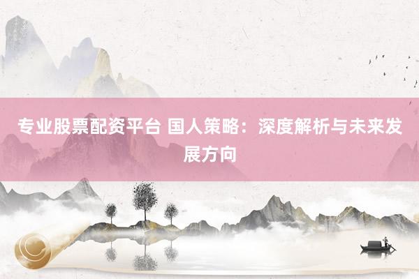专业股票配资平台 国人策略：深度解析与未来发展方向