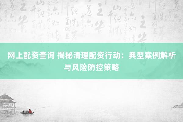 网上配资查询 揭秘清理配资行动：典型案例解析与风险防控策略