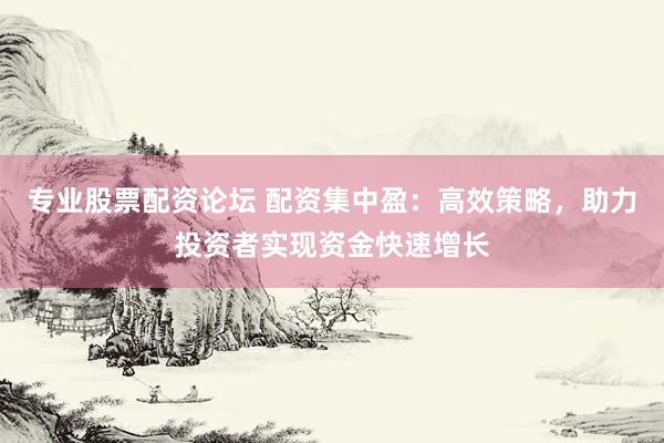 专业股票配资论坛 配资集中盈：高效策略，助力投资者实现资金快速增长
