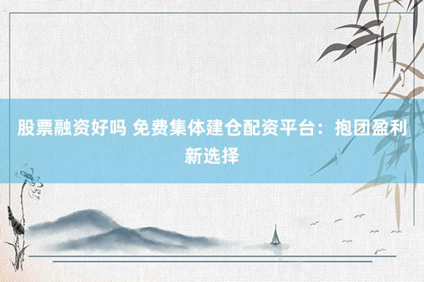 股票融资好吗 免费集体建仓配资平台：抱团盈利新选择