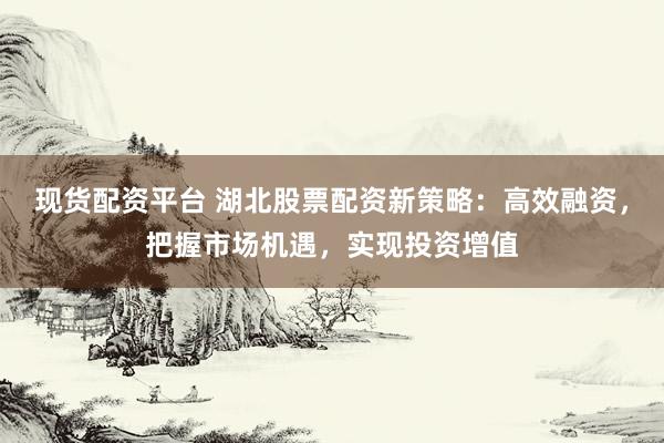 现货配资平台 湖北股票配资新策略：高效融资，把握市场机遇，实现投资增值