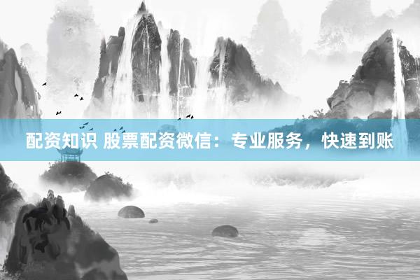 配资知识 股票配资微信：专业服务，快速到账