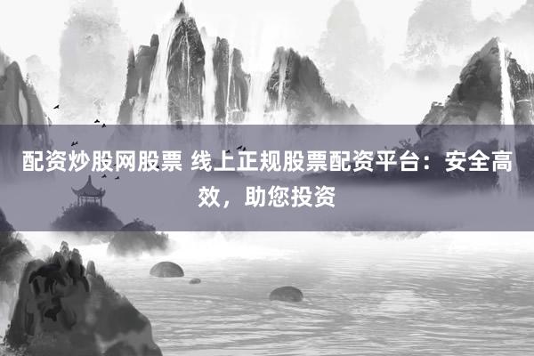 配资炒股网股票 线上正规股票配资平台:安全高效,助您投资